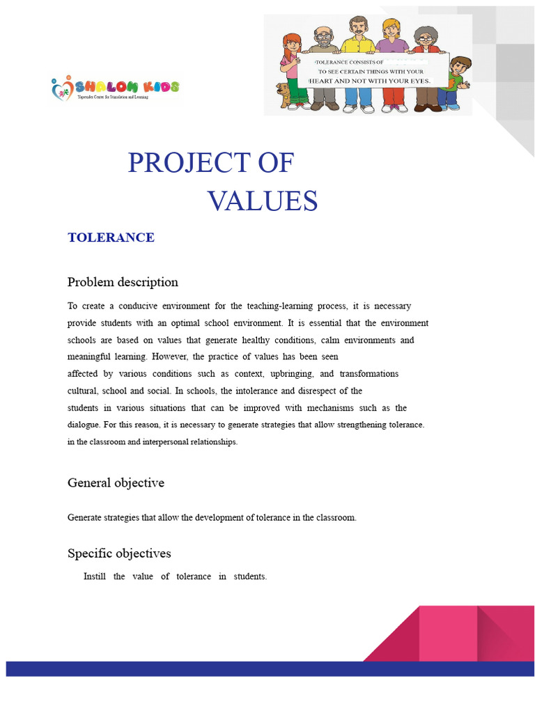Project of values.docx | PDF | Toleration | Value (Ethics)