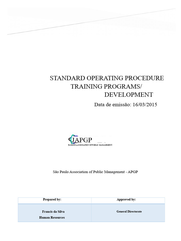 Training Development SOP for APGP | PDF
