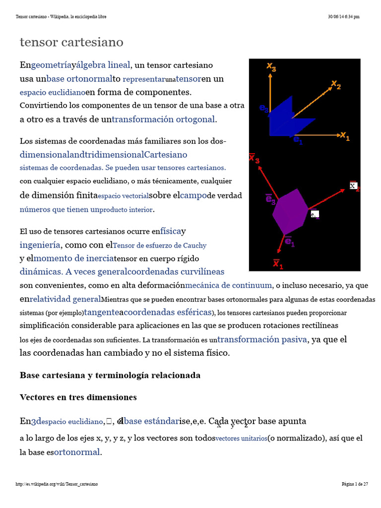 Introducción al tensor cartesiano | PDF | Tensor | Vector Euclidiano