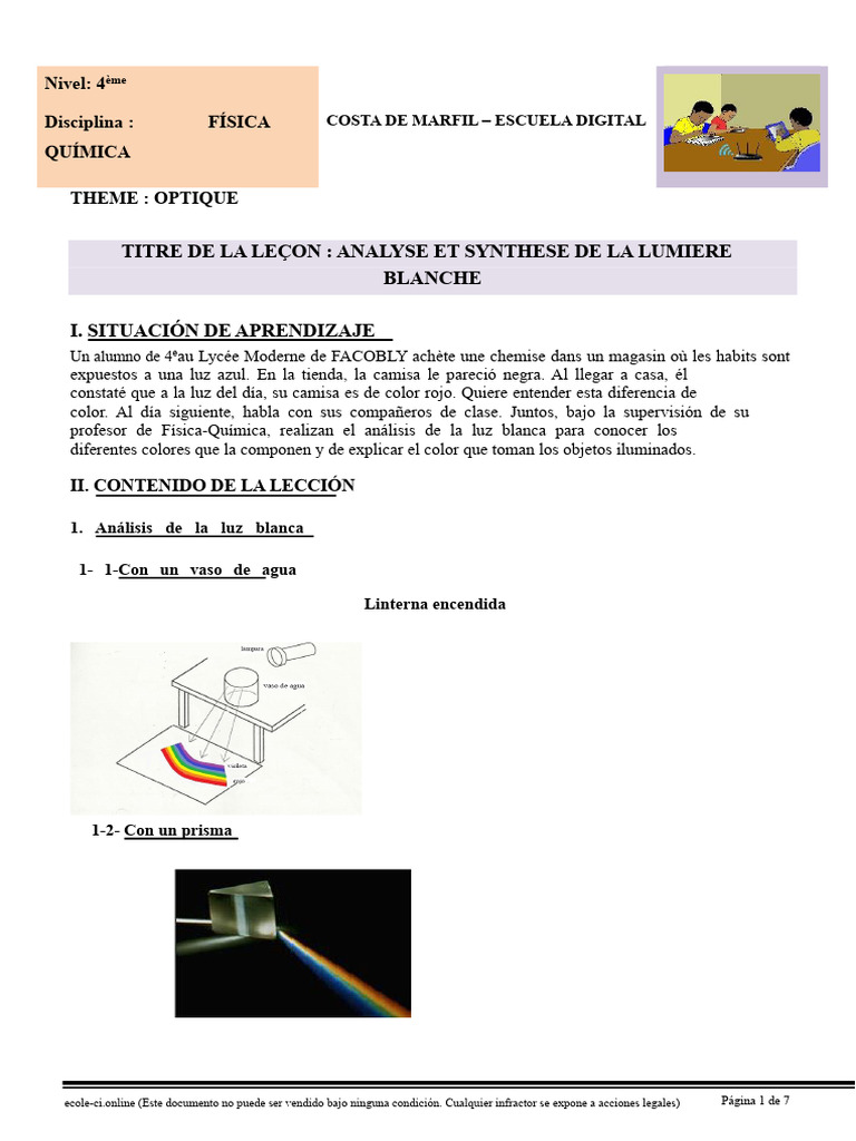 PC 4 Análisis y Síntesis de La Luz Blanca | PDF | Color | Arco iris