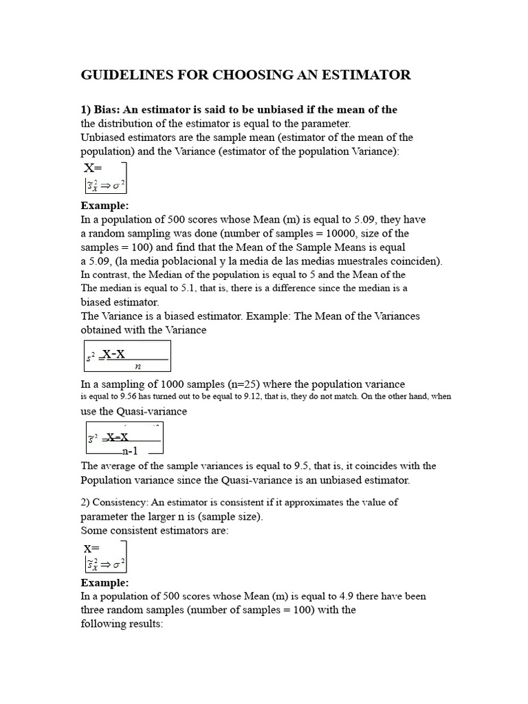 Choosing the Right Estimator Guide | PDF | Estimator | Bias Of An Estimator