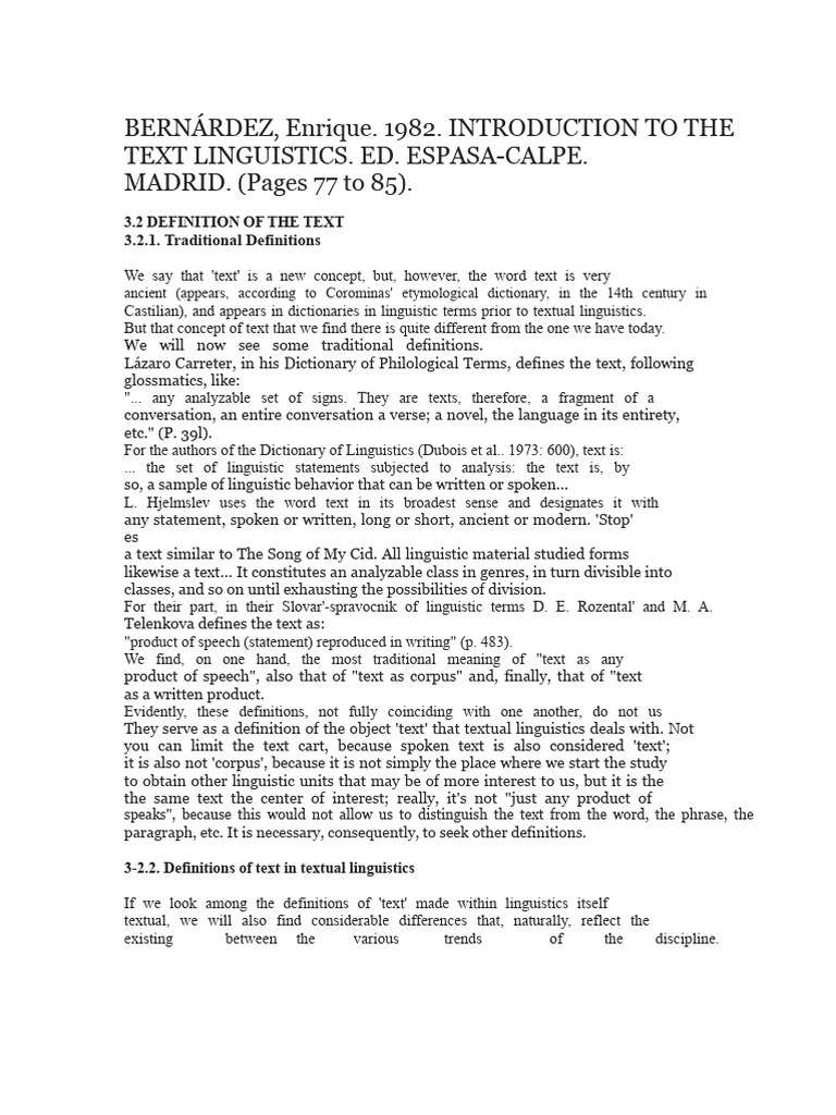 Understanding Text Definitions in Linguistics | PDF | Linguistics | Reality