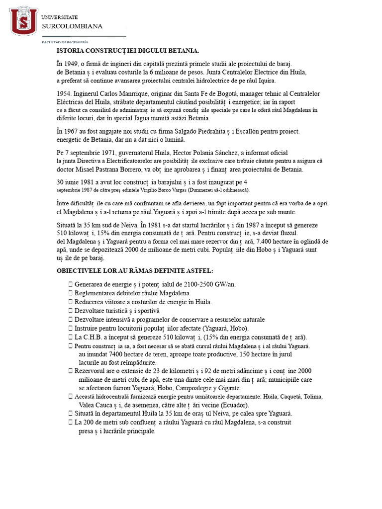 Barajul Betania | PDF