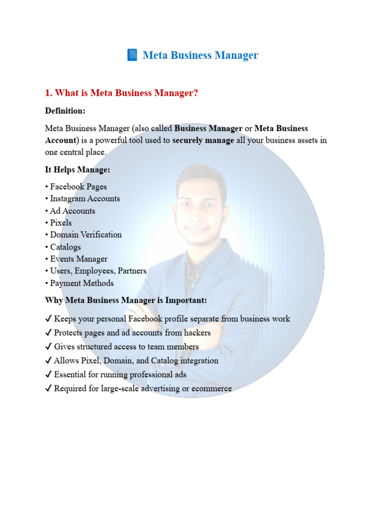 Meta Business Manager Guide: Setup & Management | PDF | Facebook ...