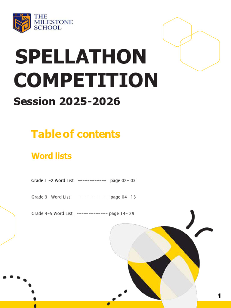 Spellathon Word Lists for Grades 1-5 | PDF