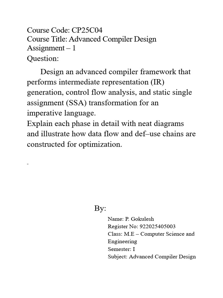 Advanced Compiler Framework Design | PDF | Compiler | Computer Program