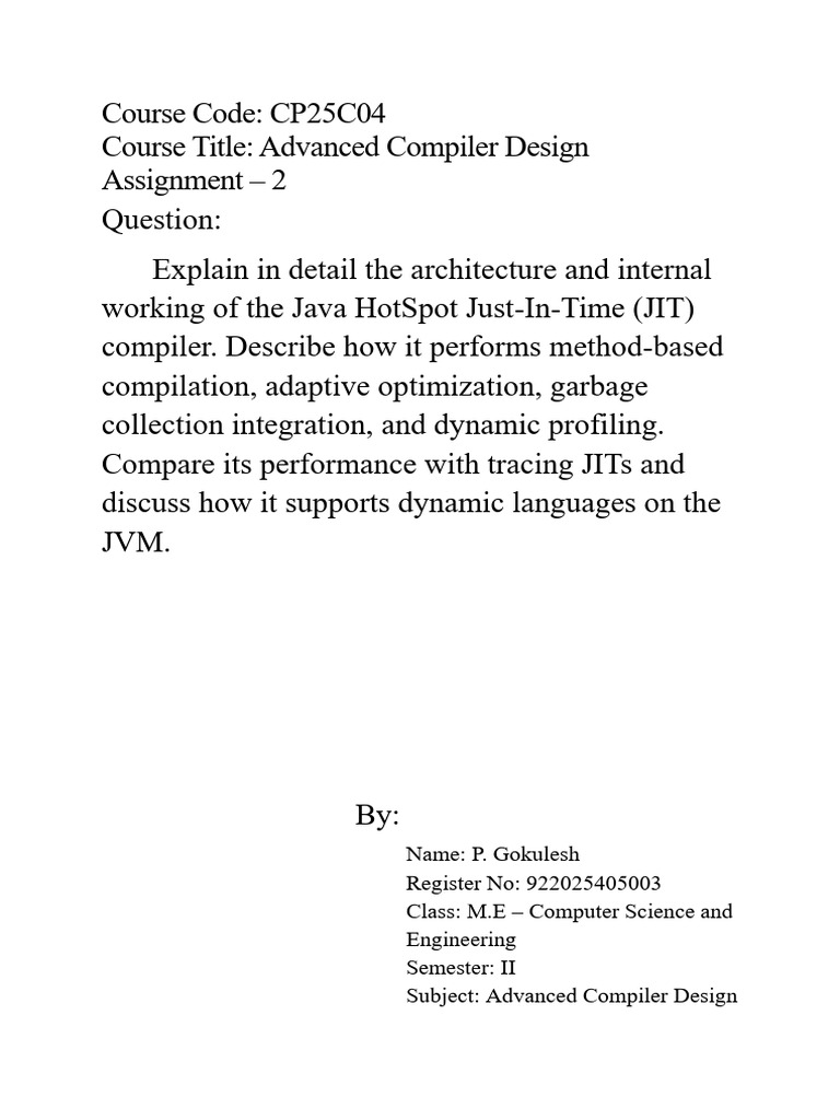 Java HotSpot JIT Compiler Architecture | PDF | Java Virtual Machine ...