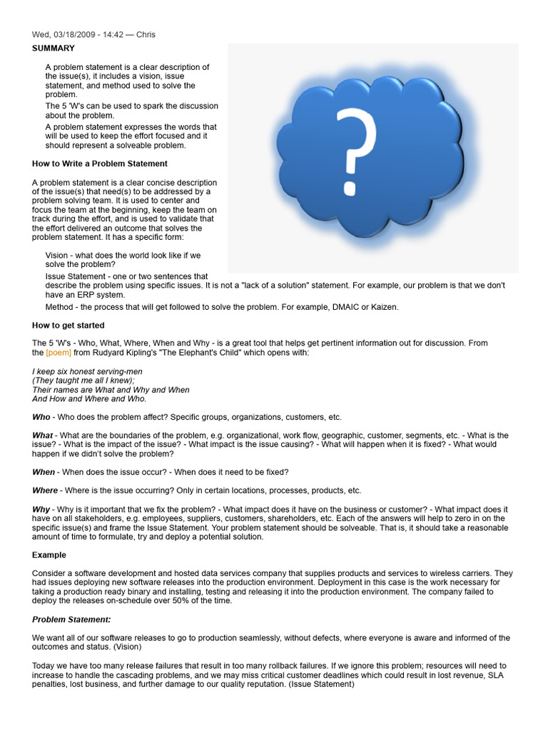 How to Write an Effective Problem Statement | PDF | Business