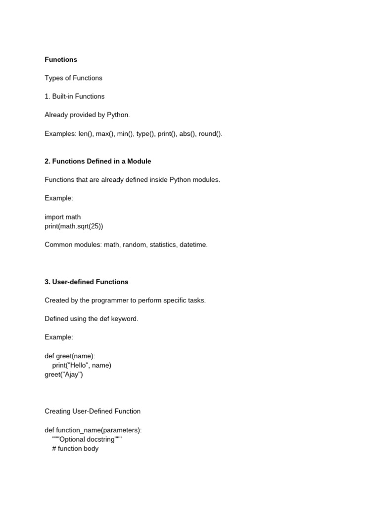 Python Functions and Exception Handling Guide | PDF | Parameter ...