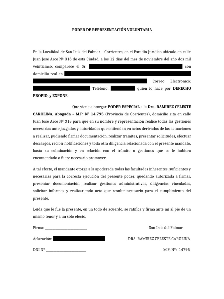 Poder de Representación Voluntaria en Corrientes | PDF