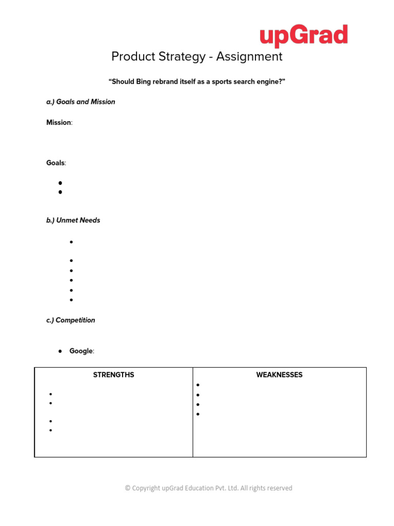 Product Strategy Assignment Template Vishwas | PDF | Advertising ...