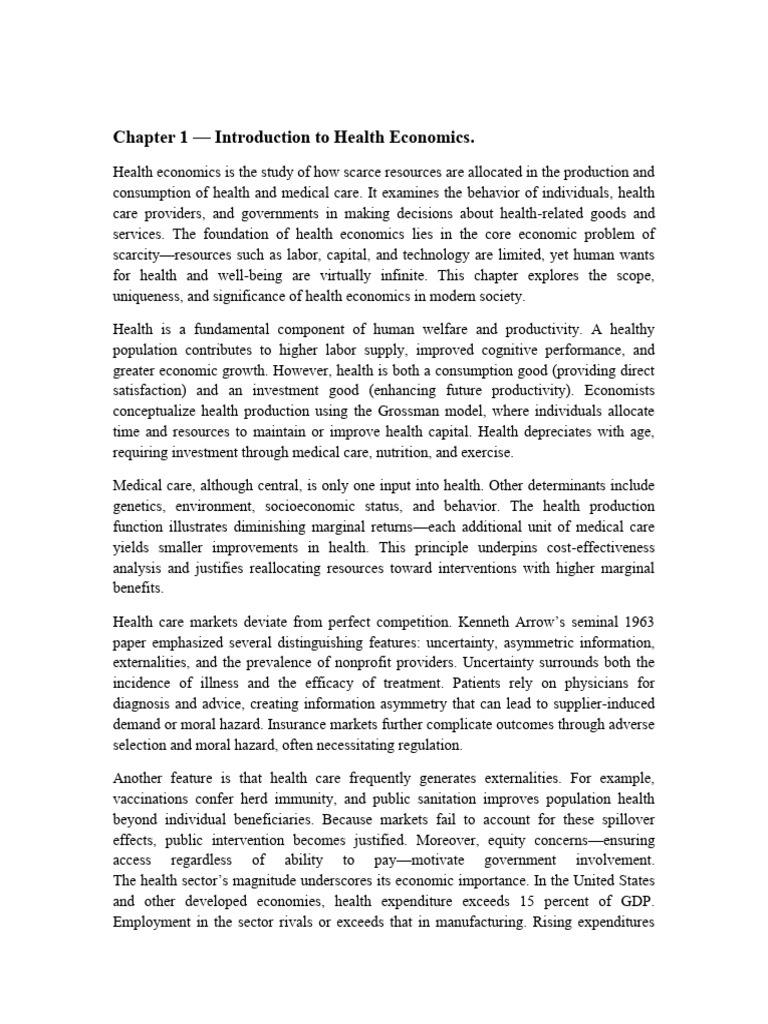 Health Economics Basic | PDF | Managed Care | Economics