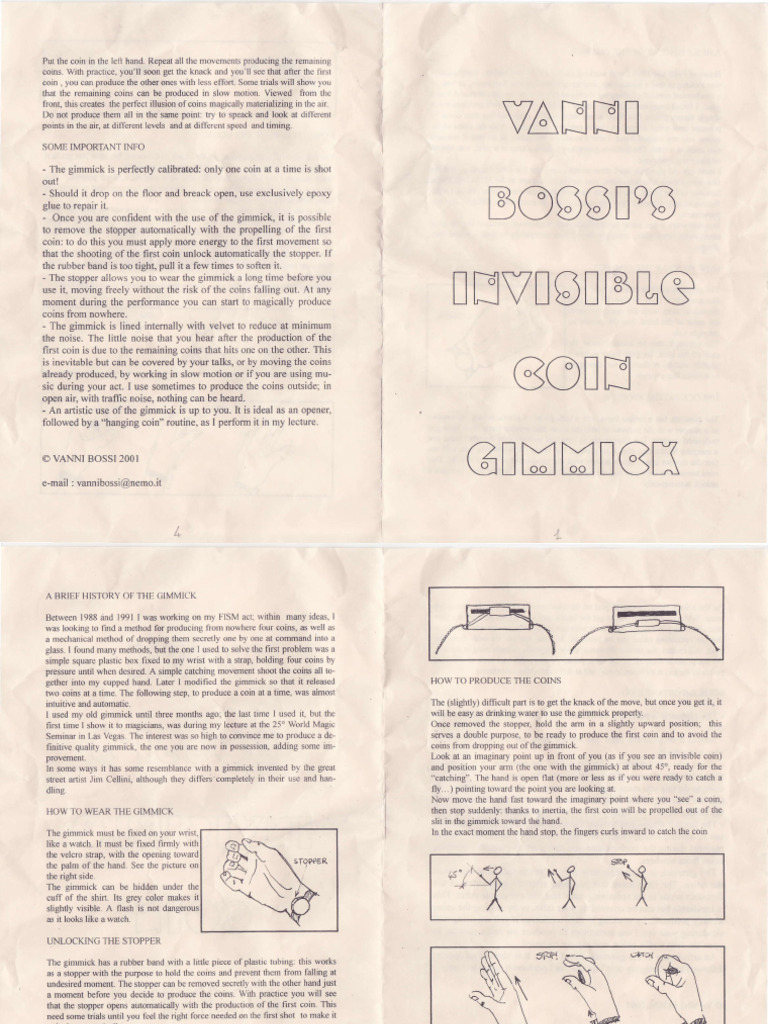 Vanni Bossi - Invisible Coin Gimmick | PDF