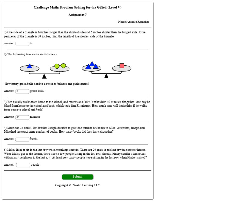 Challenge Math Problem Solving for the Gifted | PDF
