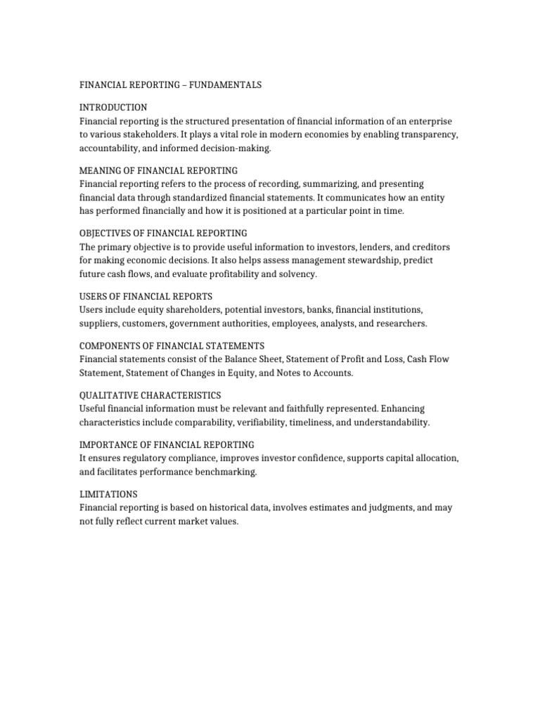 Financial Reporting Fundamentals Explained | PDF