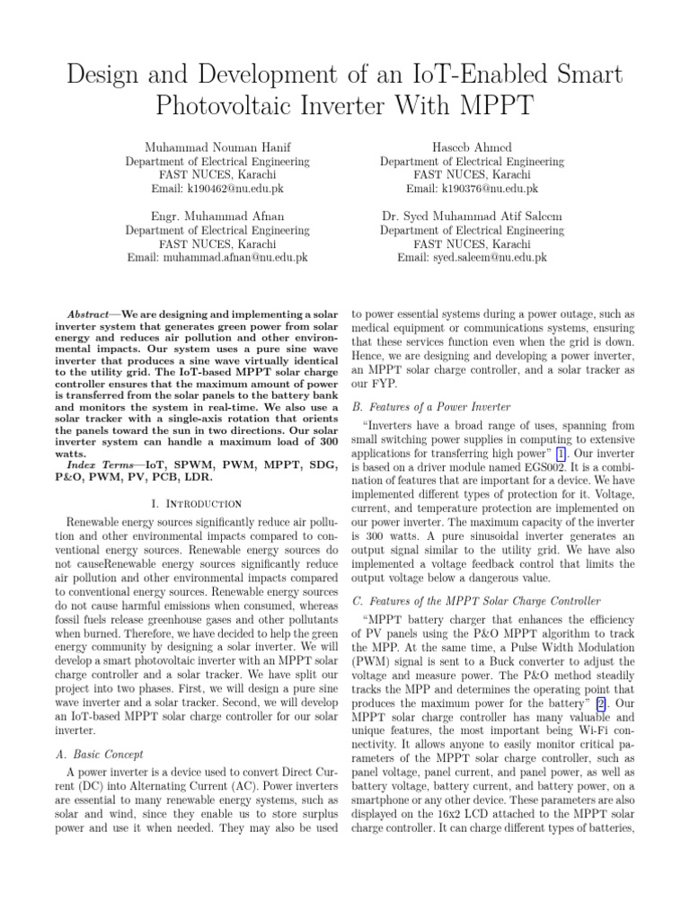 Design and Development of An IoT-Enabled Smart Photovoltaic Inverter ...