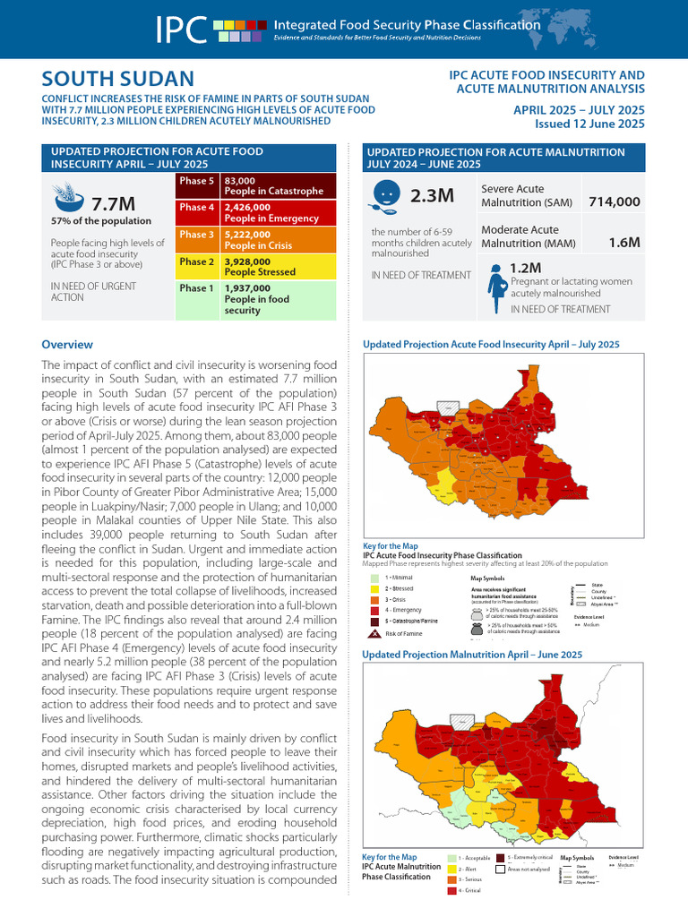 South Sudan Food Insecurity Update 2025 | PDF | Malnutrition | Food ...
