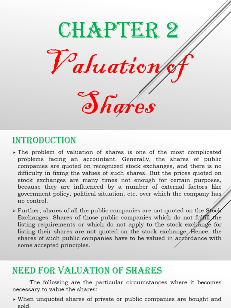 Share Valuation Methods Explained | PDF | Valuation (Finance) | Equity ...