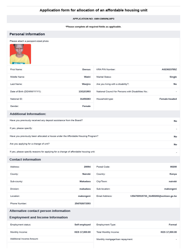 Affordable Housing Application Form | PDF | Mortgages | Affordable Housing