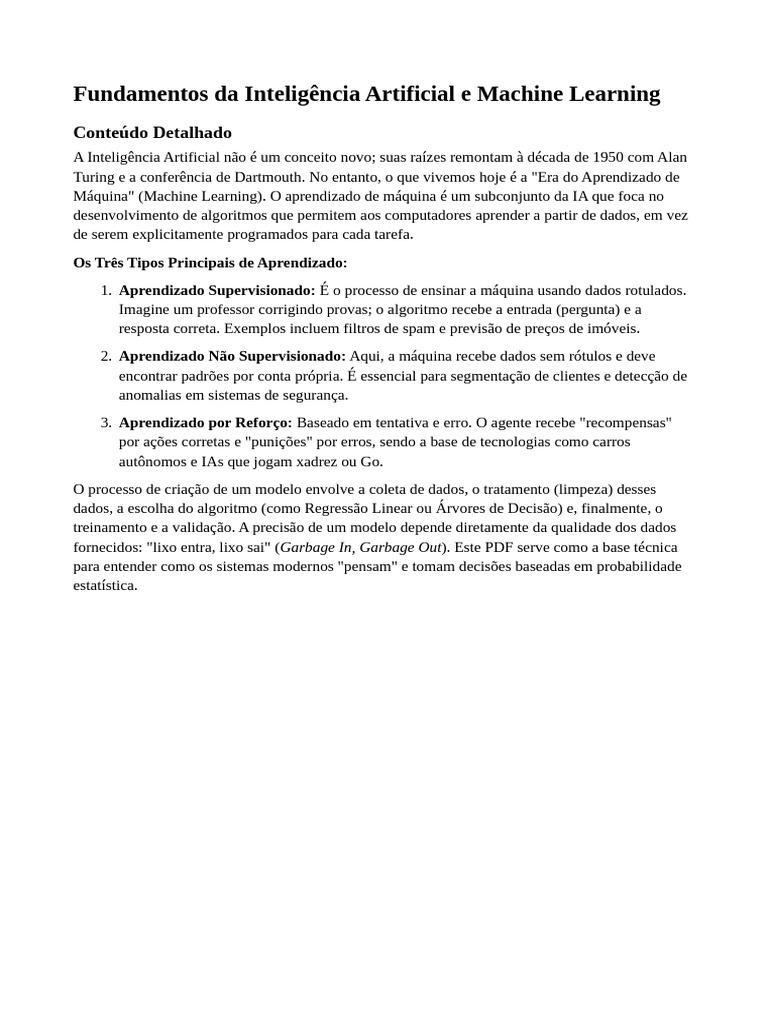 Fundamentos de IA e Machine Learning | PDF