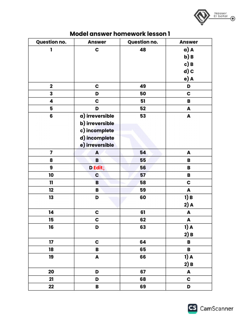Homework Answers for Chemistry Lesson 1 | PDF | Mole (Unit ...