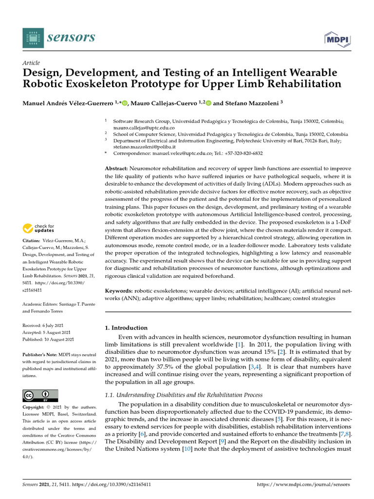 Intelligent Wearable Exoskeleton for Rehabilitation | PDF | Physical ...