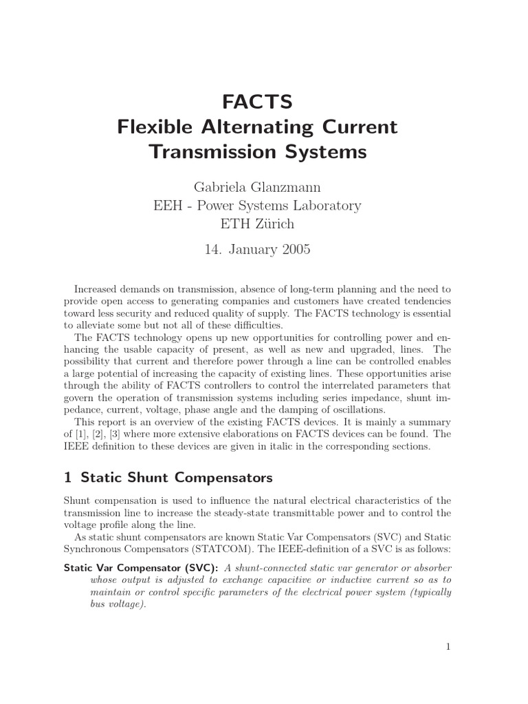 Facts Flexible Alternating Current Trans Pdf Capacitor Ac Power 