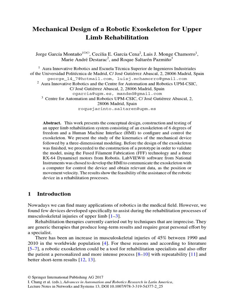 Robotic Exoskeleton for Upper Limb Rehab | PDF | Anatomical Terms Of ...