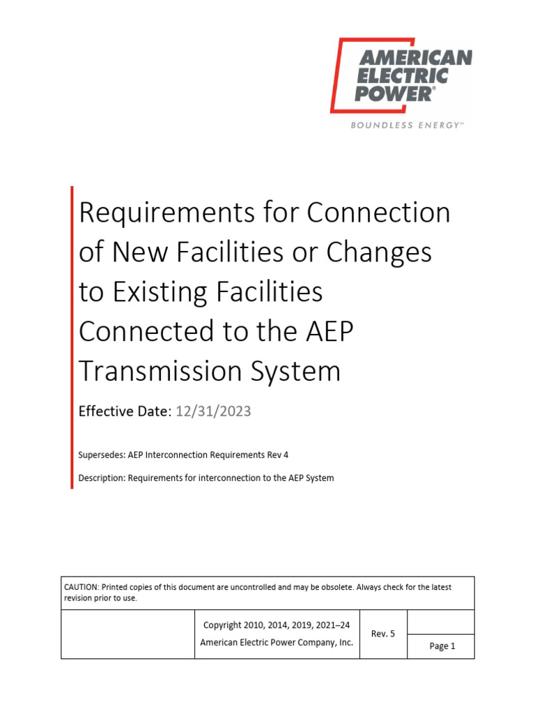 AEP Facility Connection Requirements | PDF | Electric Power ...