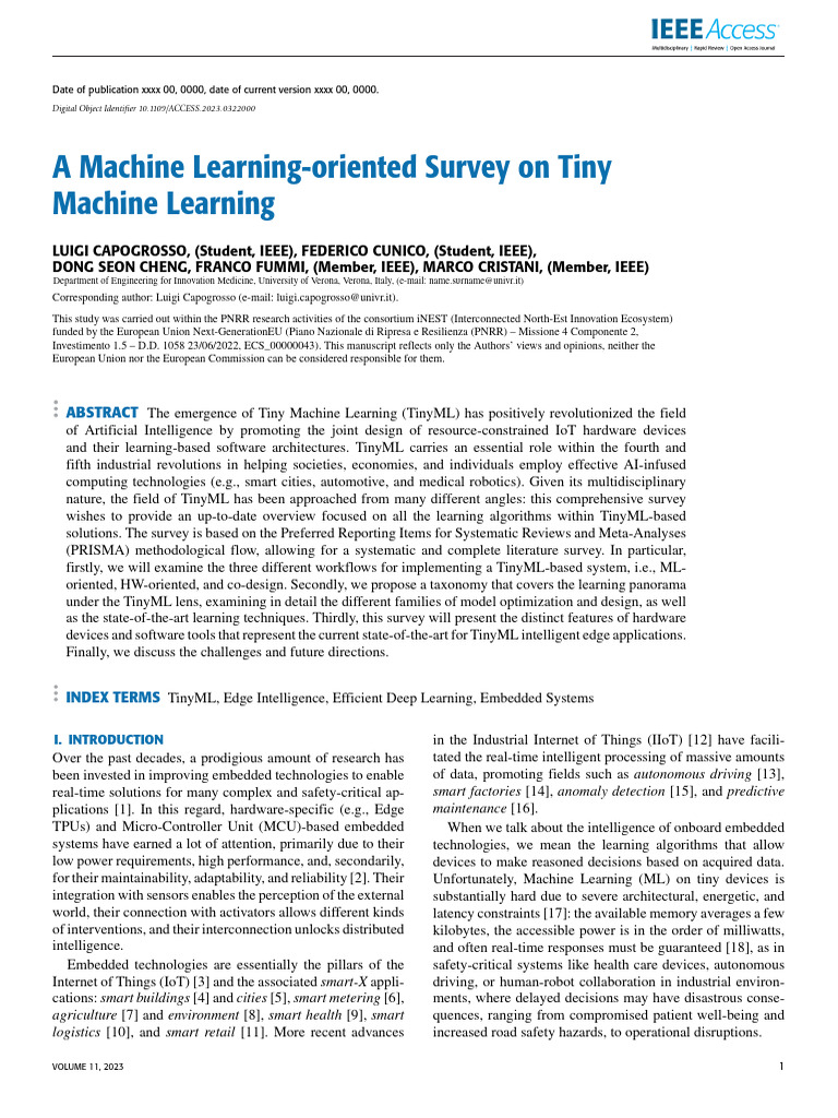A Machine Learning-Oriented Survey on Tiny Machine | PDF | Internet Of ...