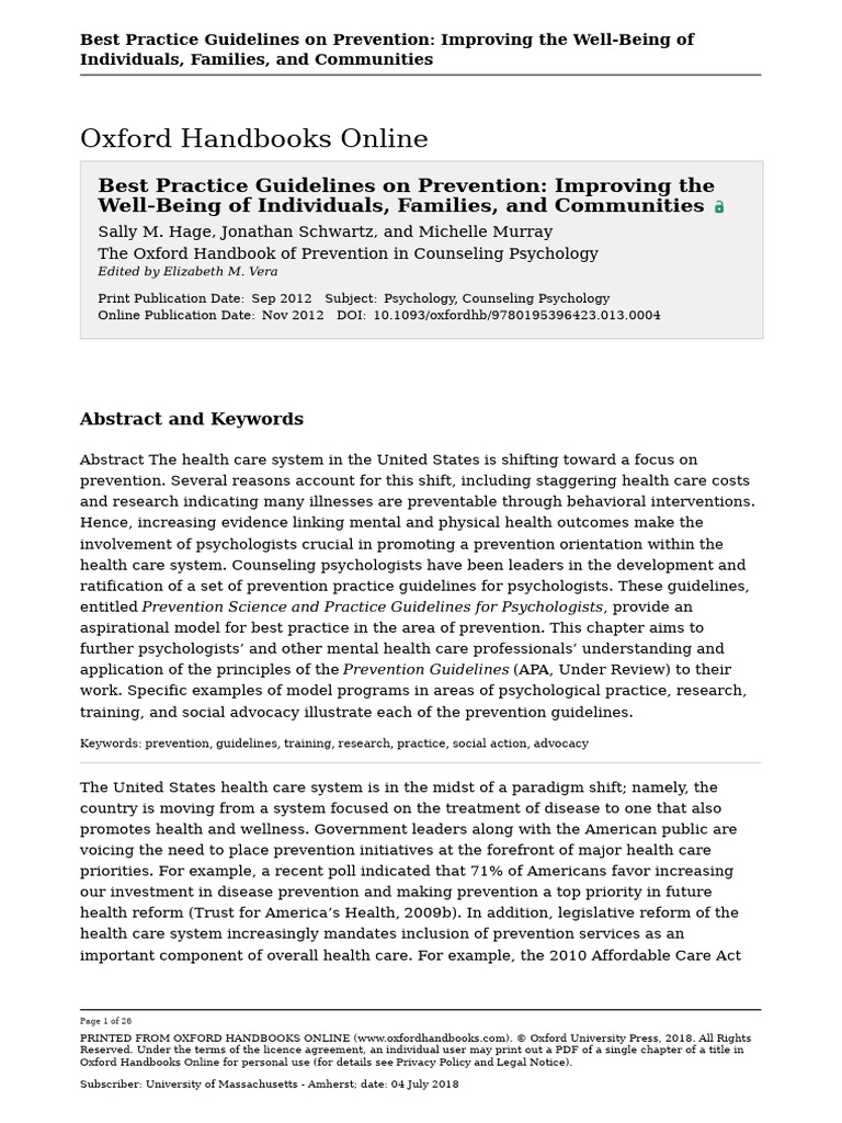 Prevention Guidelines for Health Care | PDF | Chronic Condition ...