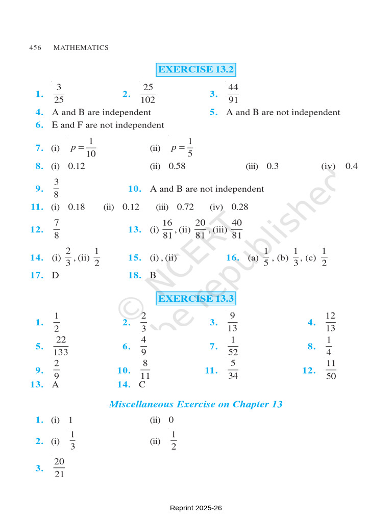 Mathematics Exercises and Answers | PDF | Chess Theory | Chess