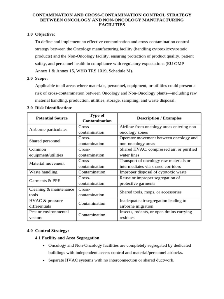 Oncology Non-Oncology Contamination Control | PDF | Waste Management ...