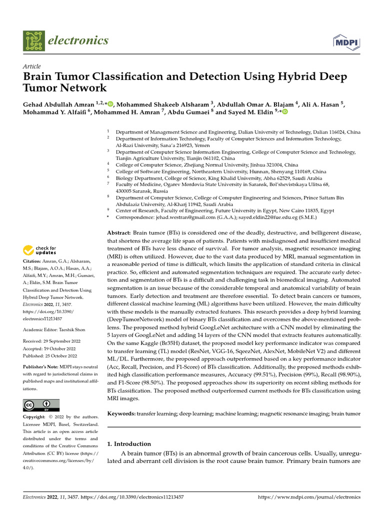 Brain Tumor Detection with Hybrid Deep Learning | PDF | Medical Imaging ...