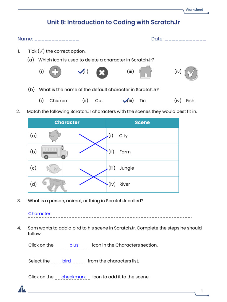 Unit 8: Introduction To Coding With Scratchjr: Name: - Date | PDF