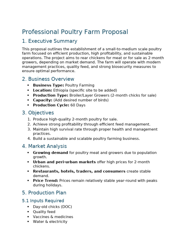 Poultry Farm Business Proposal Guide | PDF | Poultry Farming