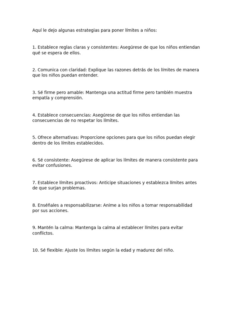 Estrategias para Establecer Límites a Niños | PDF