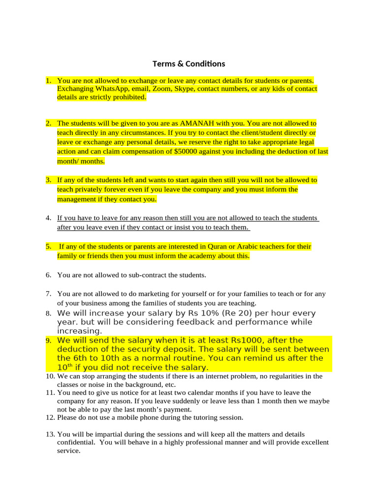 Strict Tutor Terms & Conditions Guide | PDF