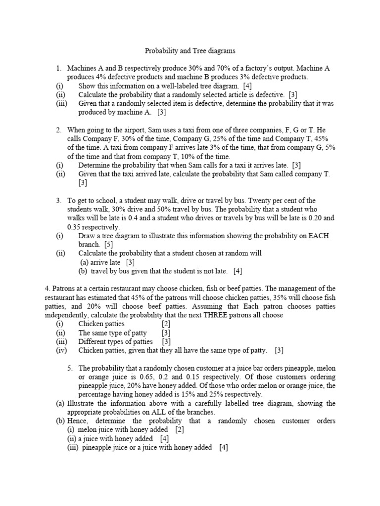Probability Calculations Using Tree Diagrams | PDF