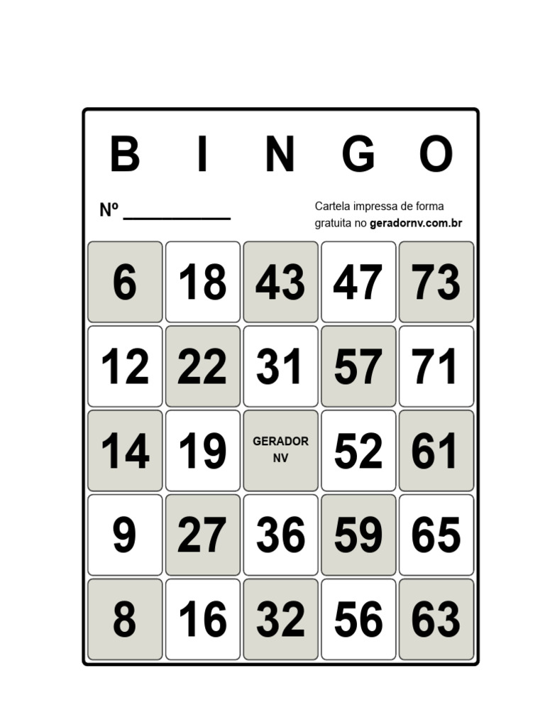 Imprimir Cartelas de Bingo - Gerador NV | PDF
