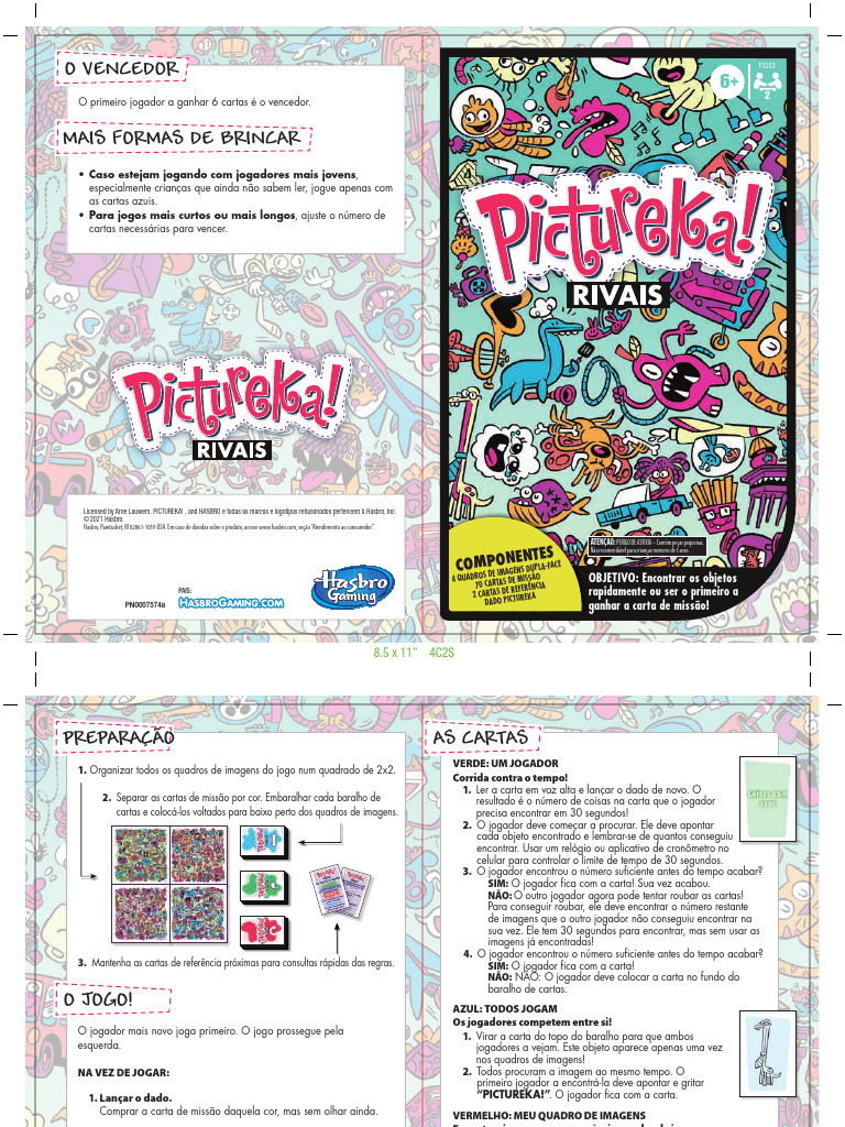F5253 Pt Br Jogo de Tabuleiro Pictureka Rivals Edition Para Criancas a ...