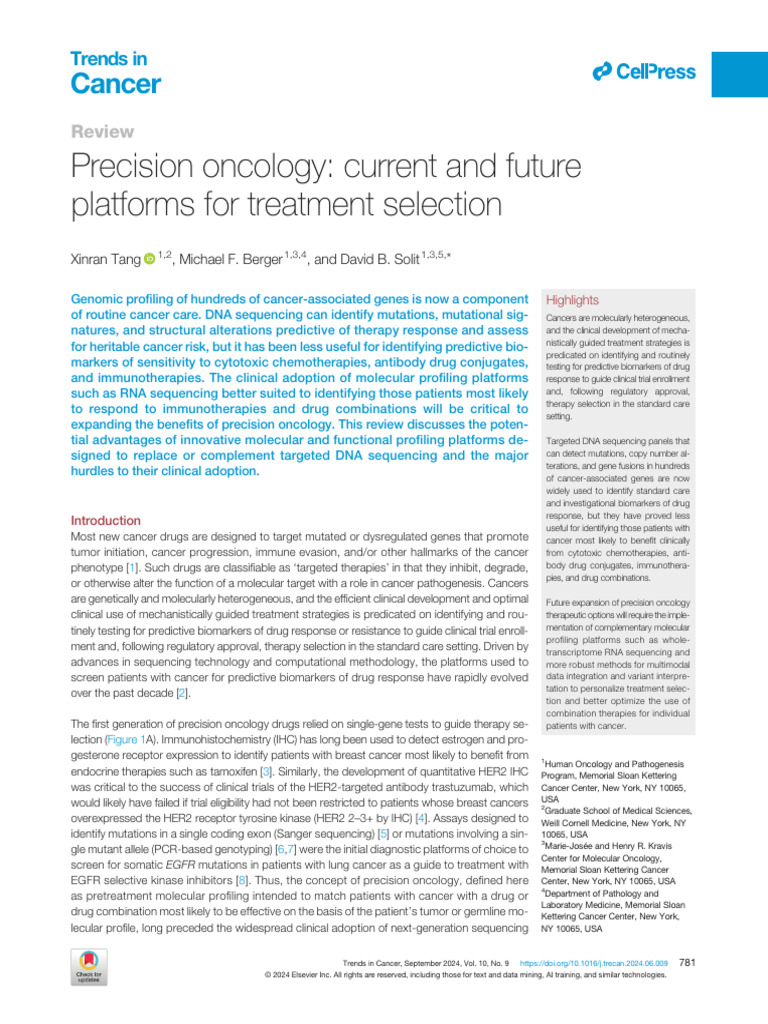Precision Oncology: Future Treatment Platforms | PDF | Personalized ...