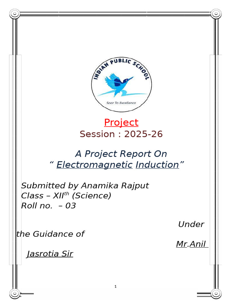 Electromagnetic Induction Project Report | PDF | Electromagnetic ...