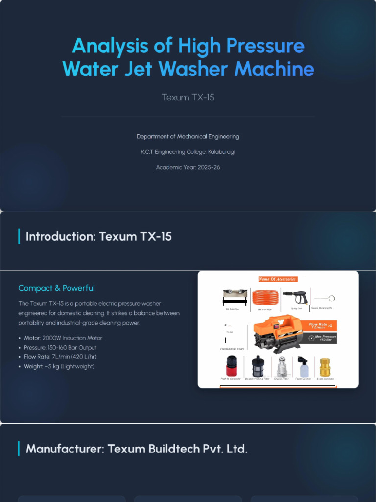 Analysis of High Pressure Water Jet Washer Machine | PDF | Mechanical ...