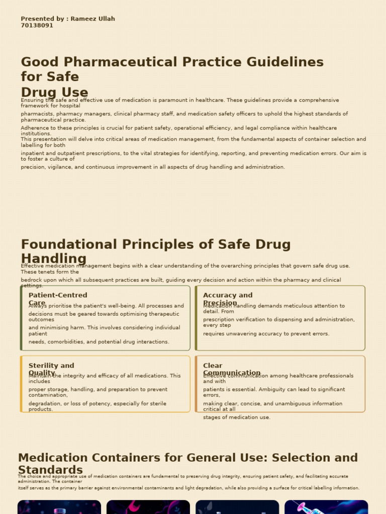 Safe Drug Use Guidelines for Pharmacists | PDF | Pharmacy | Medical Error