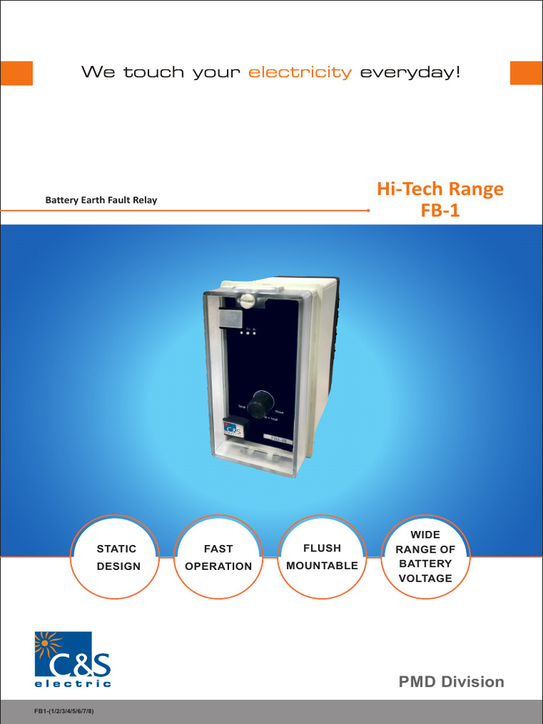 Battery Earth Fault Relay FB1 Overview | PDF | Relay | Insulator ...