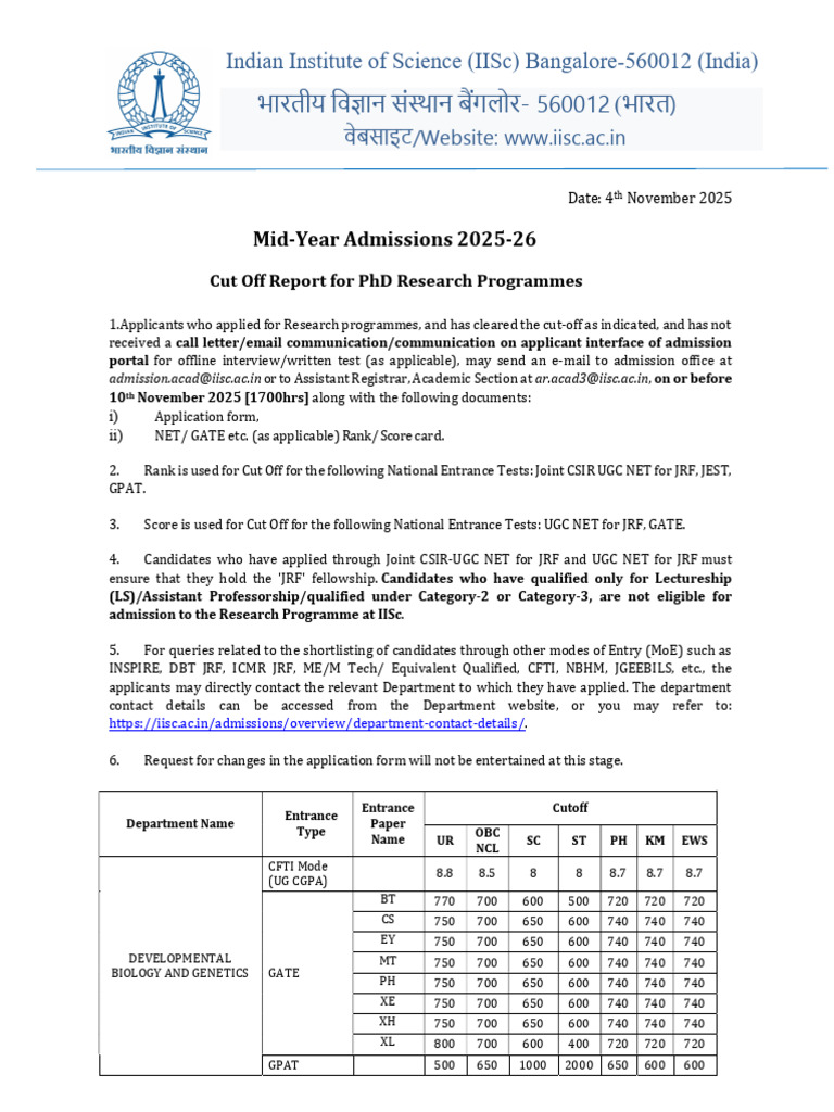 Cutoff Report Mid Year 2025 26 | PDF | Academia | Qualifications