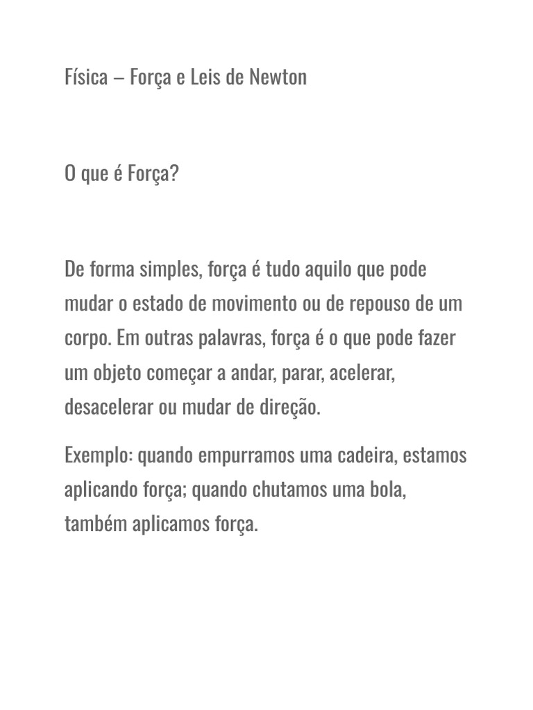 Forças e Leis de Newton Explicadas | PDF | Força | Leis do Movimento de ...