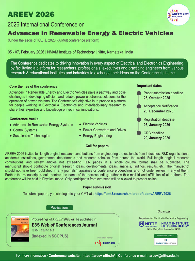 AREEV 2026: Renewable Energy & EV Conference | PDF