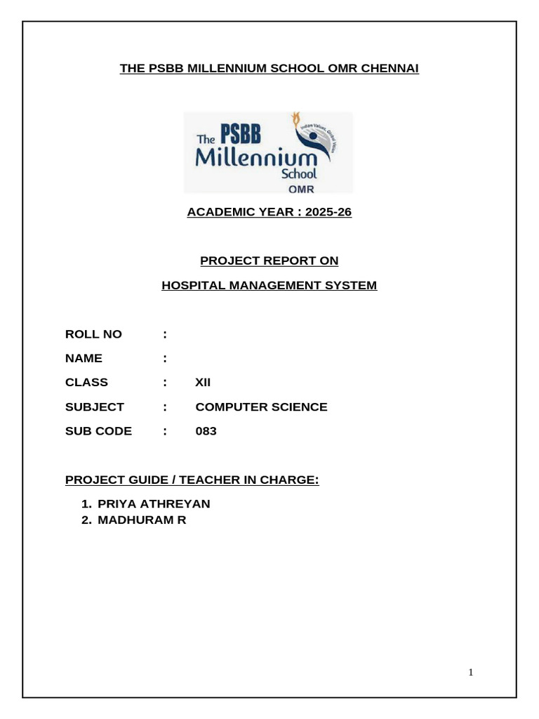 Hospital Management System Project Report | PDF | Databases | Comma ...